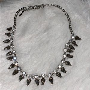 Silver necklace with rhinestones